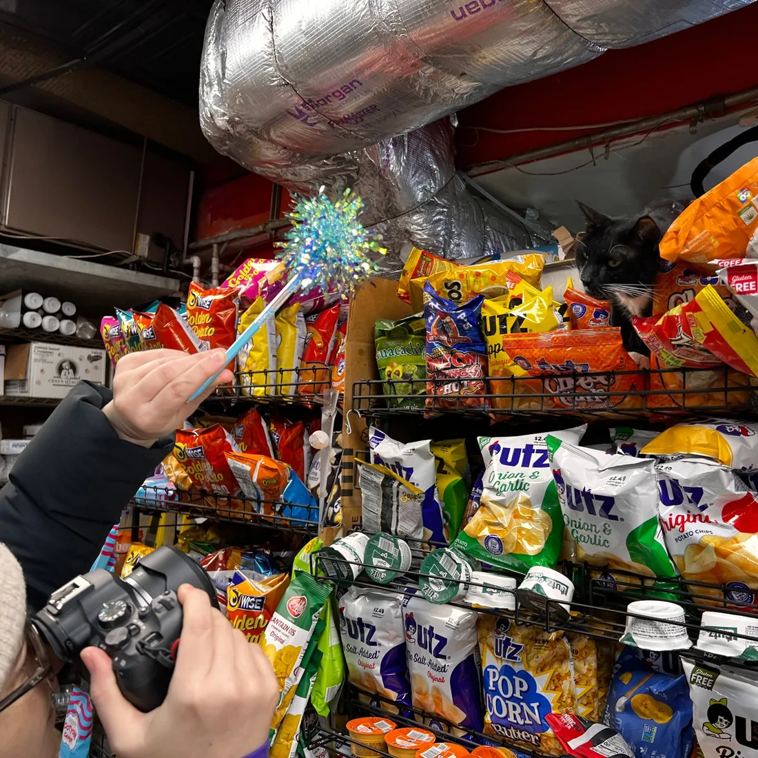 Setting up equipment in narrow aisle